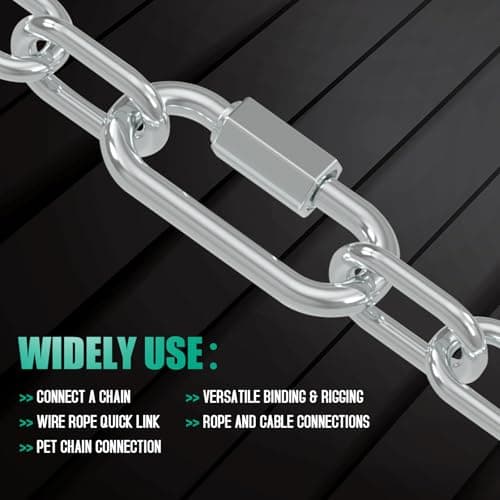 PROWIN M8-20 Pack 3'' Quick Links Chain Connectors, 5/16″ Galvanized Chain Locking Hooks, 1200LBS Heavy Duty Thread Quick Link Clips, Twist Oval Keychain D Shape for Swing, Camping - Thumbnail 5