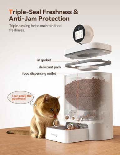 Automatic Cat Feeder with Camera 360°, 2K HD with Night Vision & 2-Way Audio Auto Dog Feeder, 2.4G/5G Smart Pet Feeder with Display & APP, 5.5L Video Recording Timed Food Dispenser for Cats/Dogs - Thumbnail 5