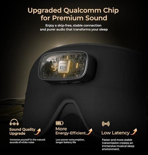 LC-dolida Pro Bluetooth Sleep Mask with White Noise & 3 Lights, Sleep Headphones with Upgrade Chip & Pure Sound, 3D Zero-Pressure Design for Side Sleepers, Total Blackout Soft Sleep Eye Mask, Black - Thumbnail 3