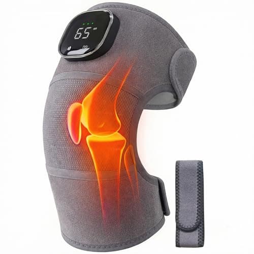 Innocareer Knee Massager with Heat and Vibration for Pain Relief, Cordless Heated Knee Brace with 3 Heat Levels & 5 Vibration Modes, LED Display, Adjustable Straps, Ideal Gifts for Mom Dad Seniors