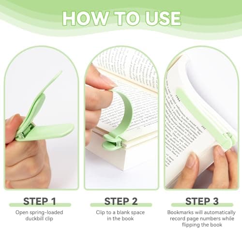 3 PCS Automatic Bookmark, Smart Bookmarks for Women & Men - Silicone Book Markers for Reading Lovers - Gifts & Party Favors - Thumbnail 2