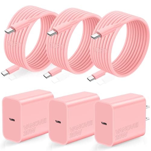 Compatible with iPhone 17 16 15 Charger,3 Pack 20W USB C Fast Wall Charger with 60W 10ft USB C to C Cables,10ft Type C Charging Cord Compatible with iPhone 17/16/15 Plus/Pro Max/Pro/Samsumg S24/S23 - Image 1