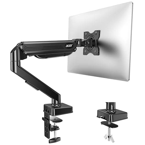 Acer Single Monitor Mount, Fully Adjustable Monitor Arm Fits 17 to 34 Inch Screens, Gas Spring VESA Mount with C-Clamp & Grommet Base, Computer Desk Arm with Tilt Swivel Rotate Supports 4.4-19.8 lbs - Image 1