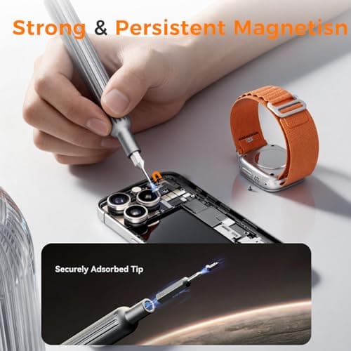 VMYTH 31 in 1 Precision Screwdriver Set, S2 Steel Magnetic Bits Mini Tool Kit with Transparent Case, Professional Repair Set for iPhone, Laptop, PC, Watch, Glasses & Electronics (Silver) - Thumbnail 3
