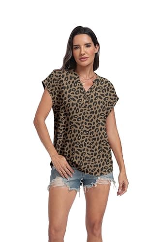 Lepunuo Womens Dressy Casual Boho Tops Trendy Work Formal Blouses Short Sleeve Button Down Shirts 2026 Vacation Fashion Clothes - Thumbnail 3