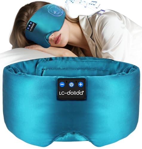 LC-dolida Luxurious Silk Soft Sleep Mask, Sleep Headphones with Bluetooth 5.4 for Side Sleeper, Total Blackout Eye Sleeping Mask for Women and Men, Ideal Gift for Restful Sleep, Travel(Dark Green) - Image 1