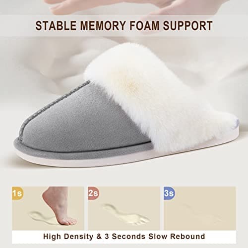 Parlovable Women's Memory Foam Slippers - Cloud-Like Comfort for Hard Floors, Ultra-Soft Machine Washable Indoor Outdoor House Shoes with Non-Slip Sole, Grey 7-8 - Thumbnail 6