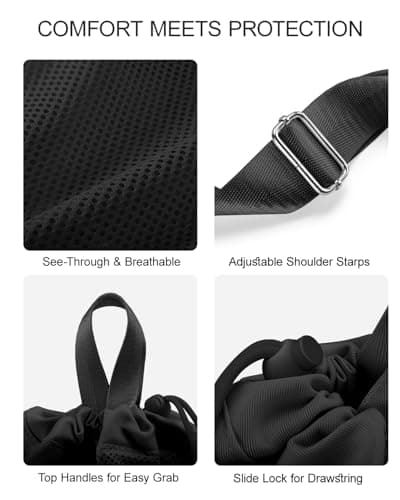 BAVELOE Swim Bag with Wet Pocket, Mesh Drawstring Backpack for Beach, Swimming, Snorkeling, Pool, Gym for Women Men (Black) - Thumbnail 5