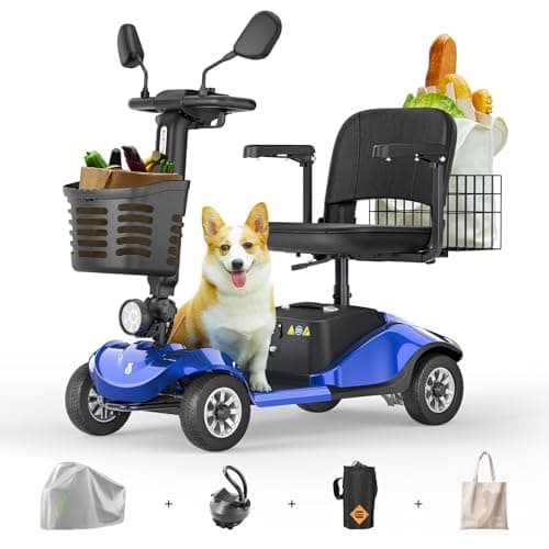 Paiseec Mobility Scooters for Seniors & Adults, Powered Mobility Scooters, 4 Wheel Foldable Mobility Scooter, All Terrain, LED Headlight & Dual Baskets, 350 lb Capacity, FDA Cleared (Blue) - Image 1