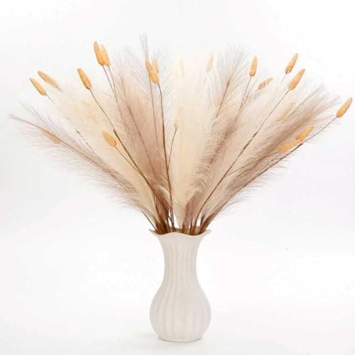 Brown Pampas Grass Decor 45 Pcs 23.6 Inch Faux Pampas Grass with Bunny Tails Bulk Artificial Dried Flowers Small Vase Filler Pompas Grass - Image 1