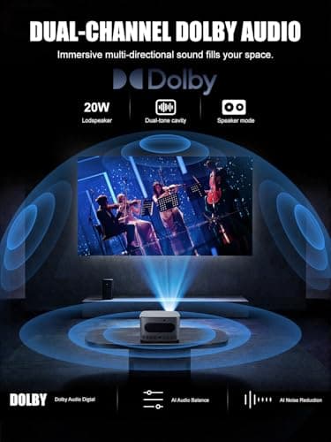 Polaring Native 1080P Projector with Official Licensed Netflix, 4K Supported Smart Movie Projector with WiFi and Bluetooth,Auto Focus/Keystone, Sealed Optical Engine for Home Theater & Bedroom - Thumbnail 5