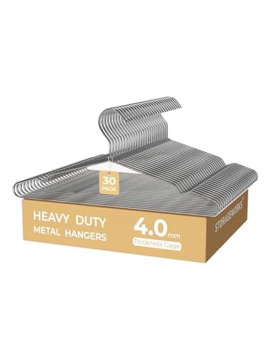 StorageWorks 4mm Super Thick Metal Wire Hangers, Heavy Duty Stainless Steel Clothes Hangers for Coats, Shirts Jackets, Pants, Suits, Space Saving Silver Hangers for Closet, 30 Pack - Image 1
