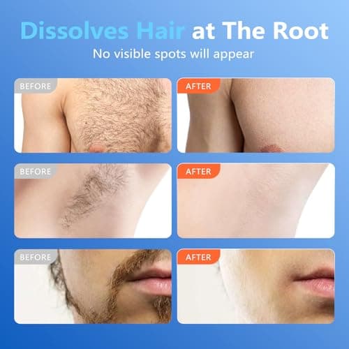 Painless Hair Removal Cream for Men, Intimate & Body Depilatory Cream for Male Grooming, Quick Hair Dissolving, Moisturizing Gentle Formula with Seaweed Extract, 100ml (1pcs) - Thumbnail 6