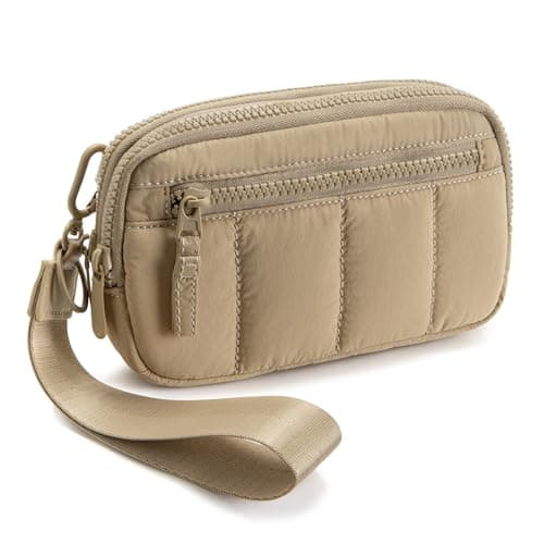 Gitus Puffy Cross Body Purse for Women Wristlet Wallet with RFID Blocking Quilted Crossbody Cell Phone Organizer Birthday Gifts for Women (Khaki) - Image 1