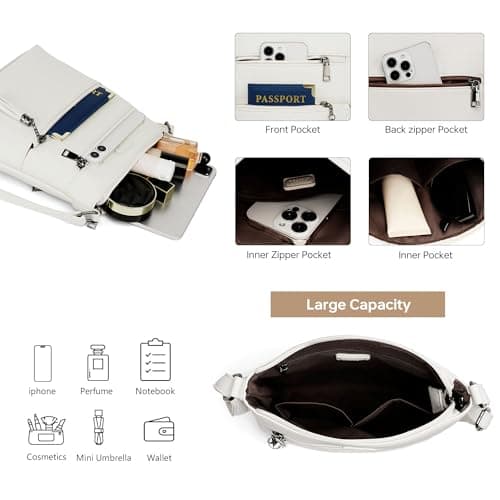 Kiss Sea Vegan Leather Crossbody Bags for Women Casual Cross Body Purse with Tassel for Travel White - Thumbnail 4