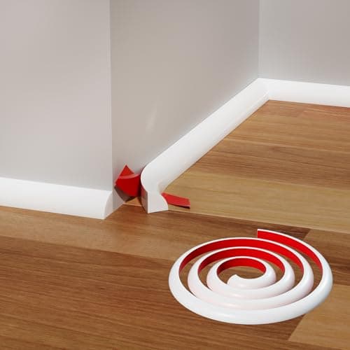 GCJUYA Flexible Quarter Round Molding, Mini Peel and Stick Wall Molding, Rubber Edge Trim for Floor, Bendable Trim for Curved Stairs, Corner, Tub,Cabinet (White, 157.5” L x 0.5” W x 0.5” H) - Image 1