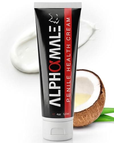 AlphaMale Premium Penile Health Creme Daily Moisturizer for Sensitive Skin - Aloe, Coconut oil, CoQ10 and Allantoin for Dry, Sensitive Skin - Fragrance-Free Cream - Made in USA - 4oz - Image 1