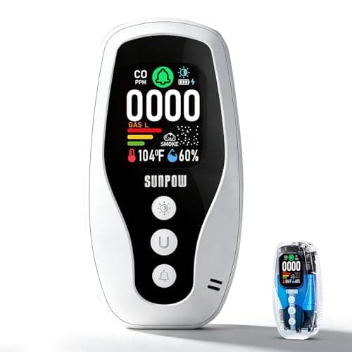 SUNPOW Carbon Monoxide Detector, Natural Gas Leak Detector, Combustible Gas Detector, Gas Leak Detector, CO Detector - 6-in-1 Safety Alarm with Smoke Detection, Temp/Humidity Monitor - Image 1