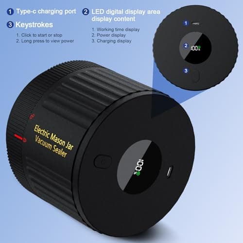 LOVE MOMENT Electric Mason Jar Vacuum Sealer Kit for Wide Mouth and Regular Mouth Mason Jars - Thumbnail 6