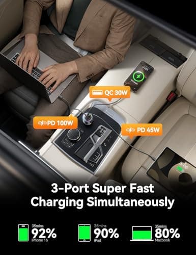 JOYROOM 175W Car Charger USB C Fast Charge 3-Port Cigarette Lighter Charger - Thumbnail 3