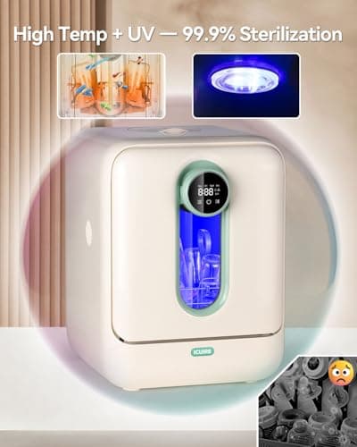 ICUIRE Baby Bottle Washer and Sterilizer and Dryer, 131-167°F High Temperature Sterilize for Baby Stuff, 3.2L Water Tank to Clean Bottles, Pump Part &Pacifiers&Bowl, Newborn Parents One-Hand Operation - Thumbnail 4