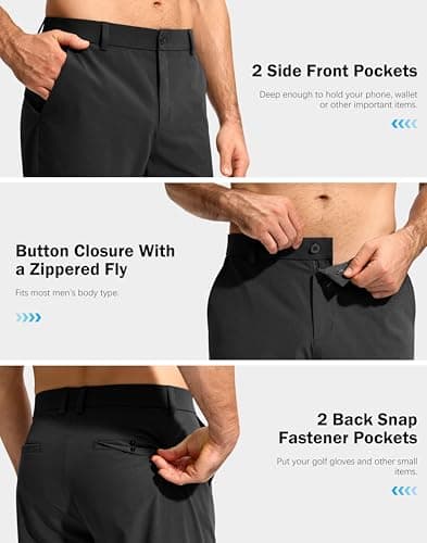 G Gradual Mens Golf Pants Stretch Dress Casual Pants 30"/32"/34" Lightweight Work Travel Slacks for Men with 4 Pockets(Black,L32.W34) - Thumbnail 6