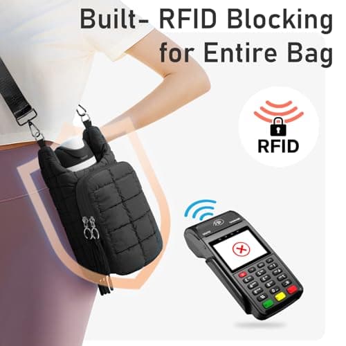 WOOMADA Water Bottle Holder RFID Crossbody Bag for Women, Ideal for Walking, Hiking, Cycling(black) - Thumbnail 4