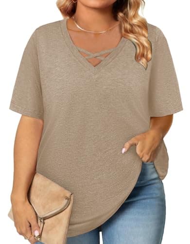 Beach Vacation Plus Size Clothes Spring Fashion Clothing Summer Tops for Women Trendy Ladies Tops Womens Blouses Shirts Business Casual Travel School Teacher Outifts 2026 Beige 2XL - Image 1