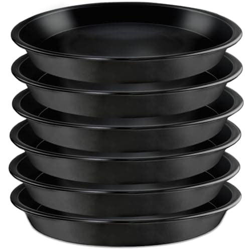 Garrdeen 6 Pack 10 Inch Black Round Plant Saucers, Thick PP Plastic Pot Trays for Large Planters, Durable Flower Pot Water Catcher Plates & Drip Trays for Indoor Outdoor Gardening - Image 1