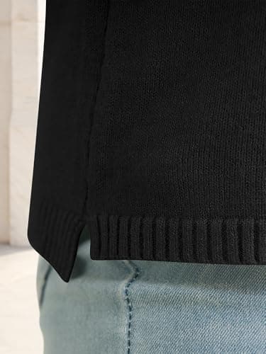 ANRABESS Womens Short Sleeve Sweater Oversized Lightweight Business Casual Tops Crewneck Soft Knit 2026 Spring Summer Outfits Black X-Large - Thumbnail 6