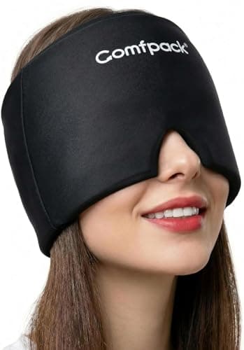 Comfpack Migraine Relief Cap, Headache Relief Hat Ice Pack Mask Product, Soft Cooling Gel Head Wrap Cold Therapy Hat for Migraine, Sinus Pain, Stress Relief, Sleep & Hangover - Image 1