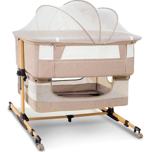 cutebeams Baby Bassinet, 4 in 1 Stable Bedside Bassinet for Baby