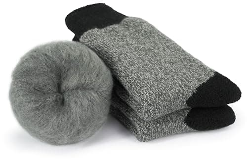 BomKinta Thermal Socks Men - Winter Warm Socks for Cold Weather Crew Socks - Cozy Soft Thick Christmas Boot Socks Light Grey Size 7-11 - Thumbnail 4