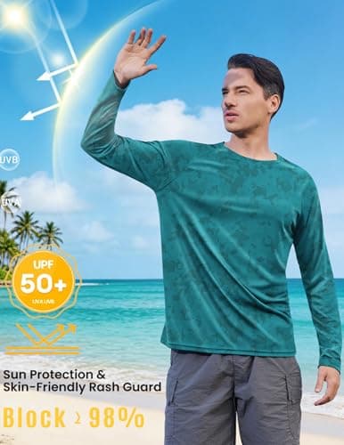 PINSPARK Men's Camouflage Rash Guard Shirts Quick Dry UV Protection Fishing Shirts Long Sleeve UPF 50+ Summer Swim Shirt - Thumbnail 4