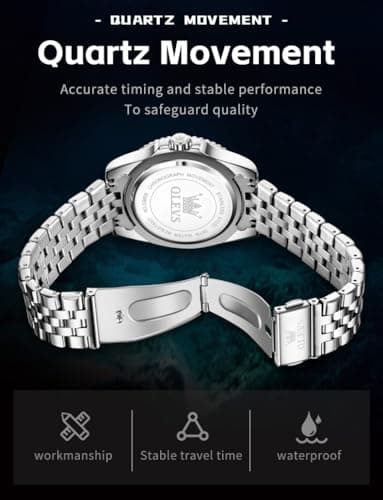 OLEVS Watch Men Luxury Dress Stainless Steel Red Face Wrist Watches for Men Analog Quartz Waterproof Fancy Fashion Diamond Mens Watch Relojes para Hombres - Thumbnail 6