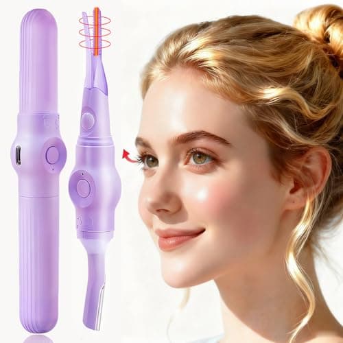 2-in-1 Multifunctional Heated Eyelash Curler & Eyebrow Trimmer for Women, Fast Heated Rechargeable Electric Eyelash Curler with 3 Heat Settings, 24H Long Lasting, Ideal Makeup Tool Gift-Light Purple - Image 1