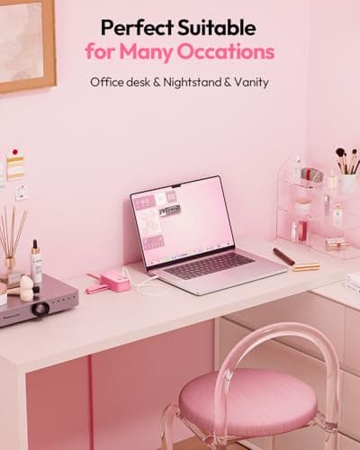 NTONPOWER GAN Ultra 65W Pink Fast Charging Station, Travel Power Strip with 3 Outlets 4 USB (2 USB C), Pink Extension Cord 4Ft, Kawaii Cute Accessories Compatible with MacBook, iPhone - Thumbnail 4