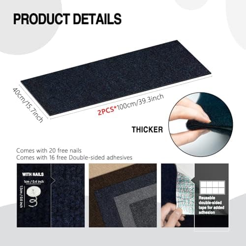 2Pack Total 78.7"x15.8" Cat Scratch Mat for Cat Couch Furniture and Wall Protector | Trimmable Self-Adhesive Carpet Climb Cat Scratcher for Covering Cat Tower and Replacement Pads (Blue) - Thumbnail 2