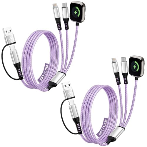 Jogrytece 2Pack-5FT, Travel Essentials, Travel Charger for iPhone 17 and iWatch for Multiple Devices, Data Sync, 3 in 2 USB A/USB C Multi Charger with 3 Ports Compatible for iWatch/iPhone 17-6 - Image 1