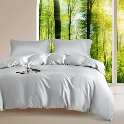 DCSKY King Size Duvet Cover Set 3-Piece - 100% Lyocell Tencel Bedding Set, Silky Smooth & Hypoallergenic, Temperature Regulating for Hot Sleepers (Grey, 104x90 Inches) - Image 1