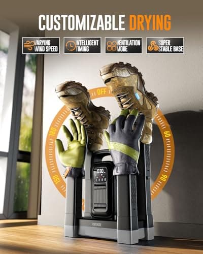 POPCHOSE Heavy-Duty Boot Dryer, Boot Warmer Helps Reduce Odor, Fast 1.5-Hour Drying Dual Dir Duct Shoe Dryer, Silent & Adjustable Timer, Effective Drying for Work Boots & Outdoor Gear - Thumbnail 5