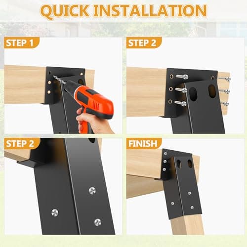 MIXXIDEA Metal Elevated Deer Blind Bracket Heavy Duty Steel Deer Stand Compound Angle Platform Brackets for Tree House, Deer Station, Swing Set, Observation Platform, 4 Pack - Thumbnail 2