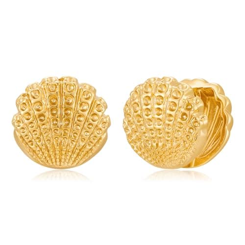 MURNA KARE Gold Shell Earrings for Women - Ocean Beach Seashell Hoop Earrings, Summer Beach Jewelry Gifts for Women - Image 1