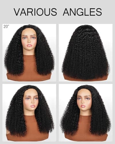 UNIKY Curly Half Wig Human Hair 20 Inch Glueless Wigs Human Hair Headband Wig Human Hair Half Wig Curly Human Hair Wigs For Black Women 210% Density 3 IN 1 Drawstring Seamless Clip Ins Flip Half Wigs - Thumbnail 5