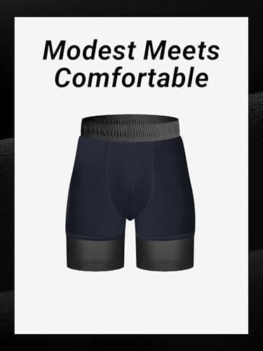 Arcweg Men's Swim Trunks Black with Compression Liner and Zipper Pockets Quick Dry Bathing Suit Board Swimming Shorts Medium - Thumbnail 4