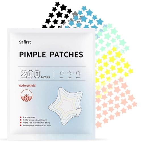 Safirst Star Acne Patches Hydrocolloid Pimple Absorbing Patch 3 Sizes 200 Counts Spot Blemish Stickers Zit Dot Colorful Cover Breakout Hiding Face Emergency Treatment - Image 1