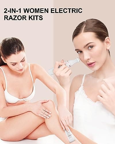 Bikini Trimmer for Women,Painless Electric Razor & Body Shaver for Pubic Hair,IPX7 Waterproof Hair Trimmer Women with Ceramic Blades,USB Rechargeable,Wet/Dry Use,Gifts for Women（White） - Thumbnail 4