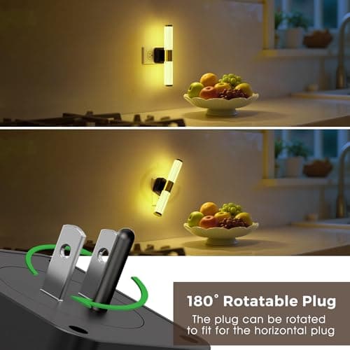 L LOHAS LED Night Lights Plug into Wall, RGB Color Changing Night Light for kids, Acrylic Rotating Nightlight Dimmable with Light Sensor, for Bedroom Bathroom Hallway Children Christmas Party, 1 Pack - Thumbnail 3