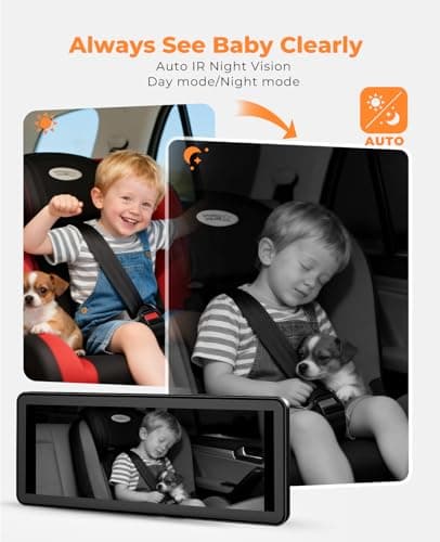 LUCKVIEW BM5PRO 7.2" 1080P HD Baby Car Camera for 2 Kids, Split Screen with IR Night Vision, Easy to Install & Adjust Brightness, Dual Car Camera Baby Monitor for Rear Seat Safety - Thumbnail 5