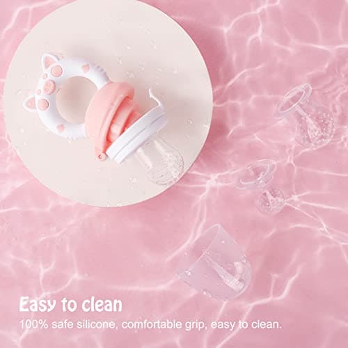 Baby Solids/Frozen Fruit Feeder Pacifier, Infant Teether Toy 4M+, BPA-Free Silicone Pouch & Nipple, Safely Introduce Solids, Teething Relief, 2-Pack - Thumbnail 3